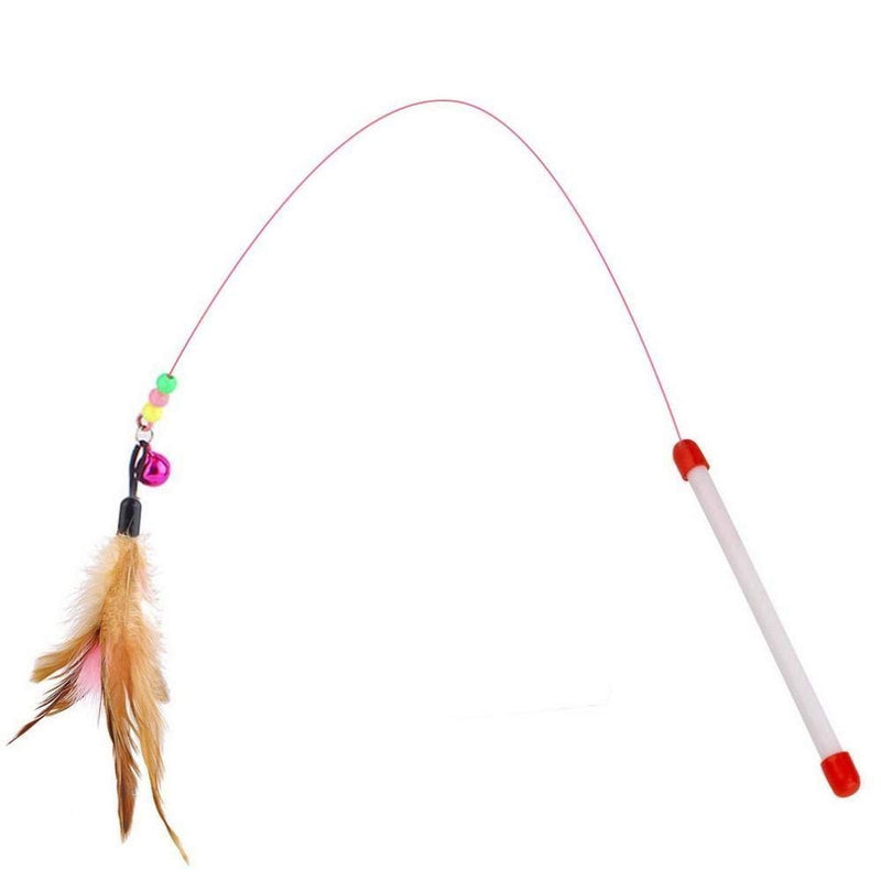 [Australia] - Fishfly Cat Teaser Cat Wire Dangler Wand Toys with Beads Bells and Feather Interactive (2 Pack) 
