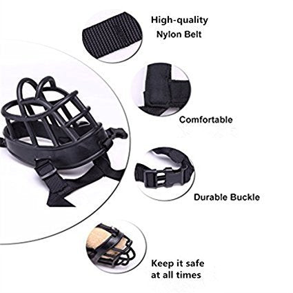 JWPC Adjustable Anti-biting Dog Soft Silica Gel Muzzle, Breathable Safety Pet Puppy Muzzles Mask for Biting/Barking/chewing,Black 1 1#(18-21cm) Black(Soft) - PawsPlanet Australia