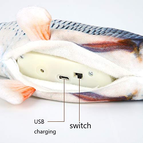 Parguini Flopping Fish Cat Toy, Electric Moving Fish Cat Toy, Plush Interactive Cat Toys, Moving Cat Kicker Fish Toy, Realistic Flopping Fish, Wiggle Fish Catnip Toys, Cat Chew Toy for Cat Exercise Fish tail - PawsPlanet Australia