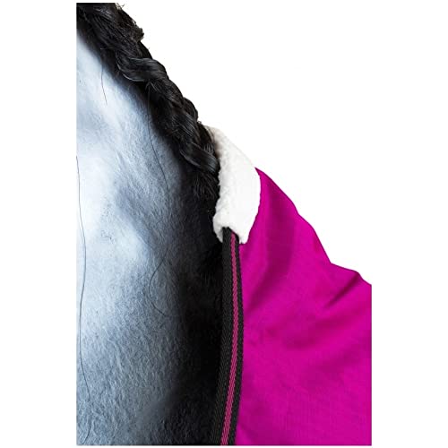 RL24 - Pasture blanket winter blanket high neck 600D BASICLINE with nylon lining, polar fleece lining or filling in 100g, 200g, 300g pink/black 155cm (polar fleece lining) - PawsPlanet Australia