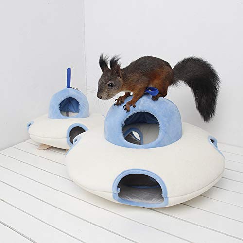 [Australia] - JanYoo Dwarf Hamster Tunnels Cute Accessories UFO Fleece Tubes Hideout Hanging Toys Cages for Gerbils Hedgehogs Small-Sized Animals 