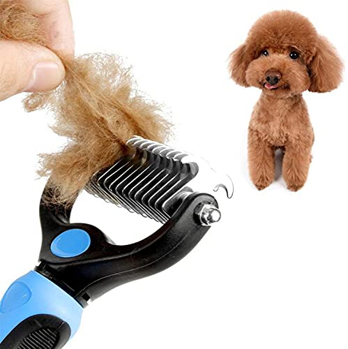 Pet Grooming Brush and Dematting Tool for Detangling Loose Haired and Undercoat, Helps Reduce Tangles and Mats in Long Fur, Gentle and Stress Free (Blue) - PawsPlanet Australia