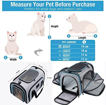 Expandable Pet Carrier for Cat, Kittens, Puppy extendable cat carrier - Travel Friendly with fleece bed - PawsPlanet Australia