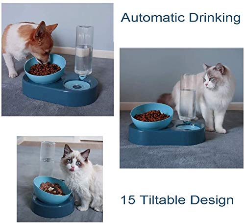 CHANG Cat feeder ,2 in 1 Automatic Cat Water Dispenser and Food Bowl Set, Raised Puppy Cat Feeding Bowls Tilted Cat Bowls with Stand, Food Bowls for Small Dogs Kitten - PawsPlanet Australia