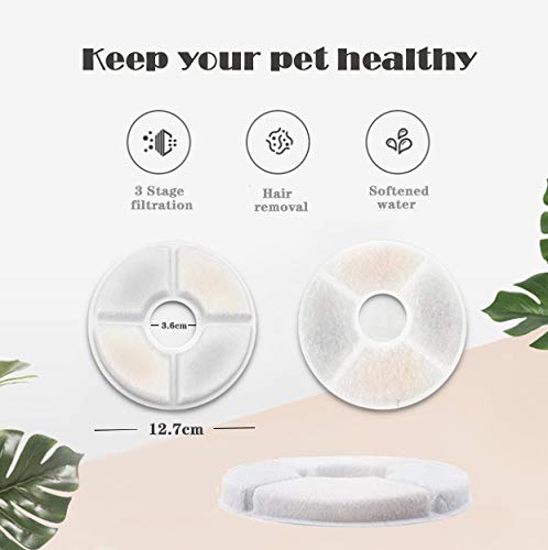 Sunwuun Cat Water Fountain Filters,Pet Dog Fountain Replacement Filters with Resin and Active Carbon for Automatic Flower Water Dispenser Drinking Fountain (10Pack) 10Pack - PawsPlanet Australia
