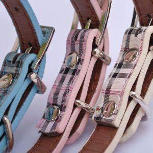 [Australia] - Lushpetz Tartan Plaid Dog Collar with Rhinestone Bones Available in Small, Medium & Large Sizes Pink Blue and Beige 