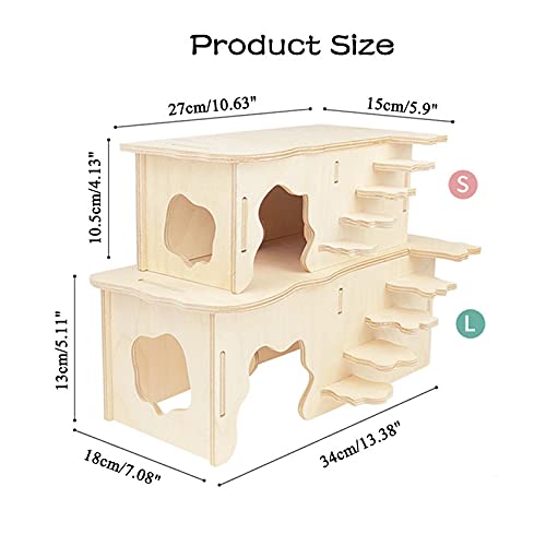 CAREUPET Hamster Wooden Houses with Steps, Hamster Hideout, Multi Chamber Room for Hamster Syrian Mice Gerbils Mouse Dwarf Small - PawsPlanet Australia