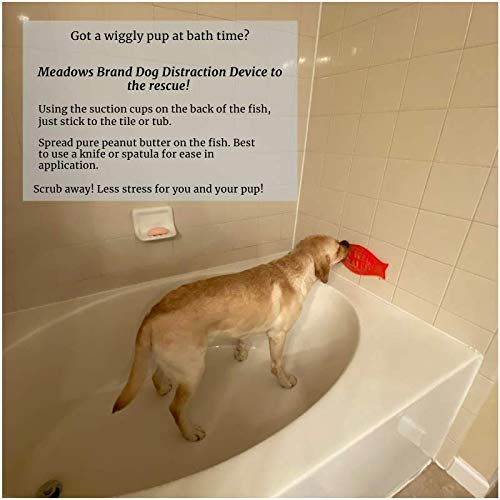 [Australia] - Meadows Brand Dog Distraction Device for Bath Time. Red Silicone Dog Lick Pad, Bathing Supplies. Bonus - Silicone Scrub Brush for Easy Cleaning. 