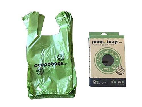 [Australia] - PoopBags Recycled 7x13 Dog Waste Bags with Handle Ties- 120 Count- Doggie Poop Bags, Eco on a Roll 1 Pack (120 Bags) 