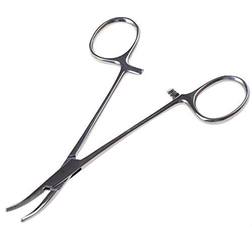 WUWYOUWL Hemostat Forceps, Stainless Steel Dog Cat Pet Scissors Ear Hair Clamp Fishing Scissors Tools (12.5cm Bent) 12.5cm Bent - PawsPlanet Australia