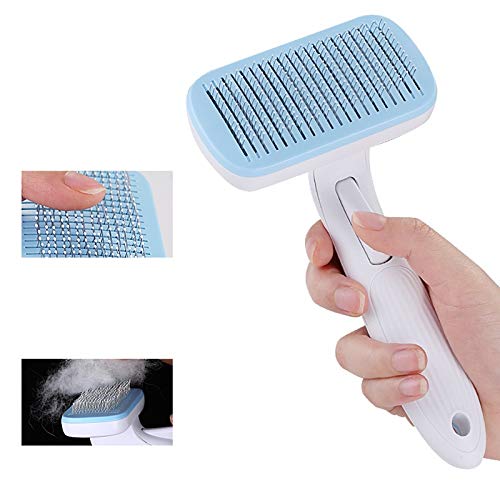 Measepet Dog Brush & Cat Brush Self Cleaning Dog Slicker Brush Easy to Clean Pet Grooming Brushes - self - Cleaning Button, Save time and Effort Blue - PawsPlanet Australia