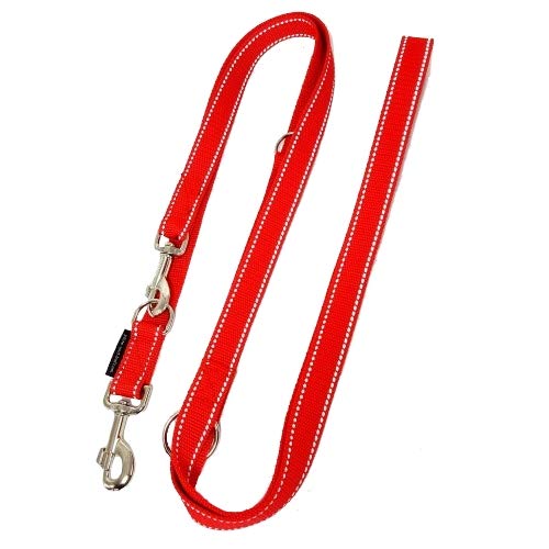 Dog leash reflective large dogs double leash 2m / 2.40m / 2.80m / 3.50m / 5m adjustable Made IN Germany (red 25mm, 2.40m) red 25mm - PawsPlanet Australia