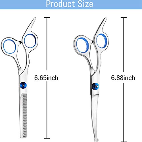 Tiamu 3 Pack Dog Grooming Scissors with Safety Round Tip, Perfect Steel Up-Curved Grooming Scissors Thinning Cutting Shears with Pet Grooming Comb for Dogs and Cats - PawsPlanet Australia