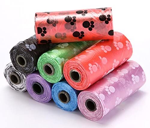 300x dog waste bags colorful with print 30 x 22 cm (20 rolls with 15 bags) + bag dispenser with leash clip black 300 bags - PawsPlanet Australia