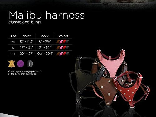 [Australia] - Leather Dog Harness, Felt Padded, Small, Pink, Argentinean Leather (Malibu) For Small breeds. Neck sizes: 7"-14".Chest sizes: 17"-21" 