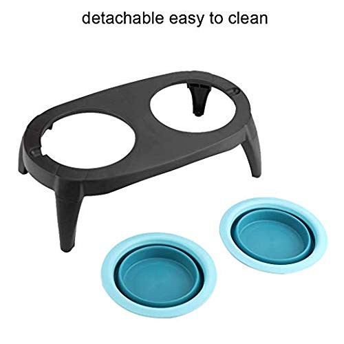 ADEPTNA Collapsible Pet Feeding Bowl Set with Foldable Tray- Easy to Clean and Anti-Slip Stand Great for Traveling Hiking Camping Home Indoor Outdoor (BLUE) BLUE - PawsPlanet Australia