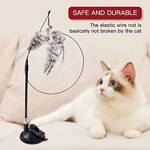 Interactive Cat Feather Toys，Automatic cat Toys，for Indoor Cats Kitten Play Chase Exercise，Removable Cat Wand Toys，1PCS Bird Feathers with Bell - PawsPlanet Australia