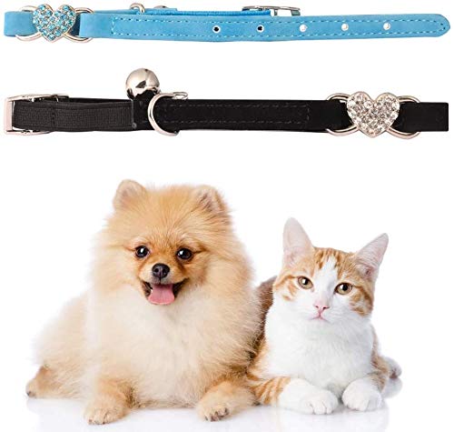 Lovely Kitten Collar, Cat Collar with Bell and Elastic Strap Lovely heart-Pink - PawsPlanet Australia