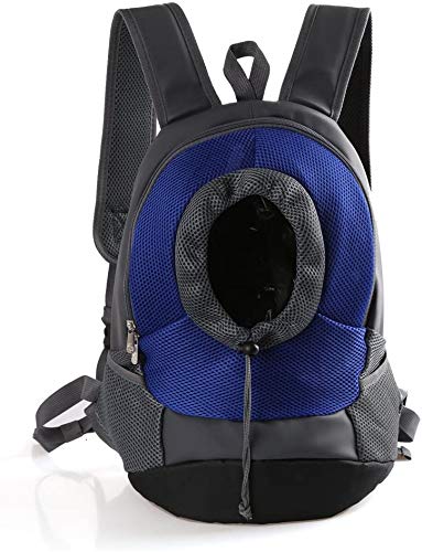 Pet Carrier Backpack for Small Dog Cat up to 8lbs Nylon Dog Travel Bag Front Bag with Breathable Head Out Design Hands-Free Cat Dog Puppy Backpack Adjustable Shoulder Strap for Outdoor Travel Hiking Blue+Black - PawsPlanet Australia