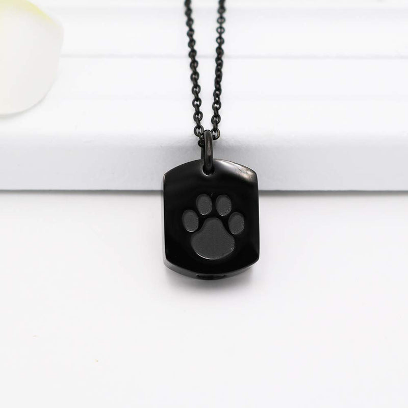 [Australia] - AIWENXI Paw Print Cremation Jewelry for Ashes Human Ashes Memorial Keepsake Jewelry for Pet's/cat/Dog's Ashes Urn Necklace Black 