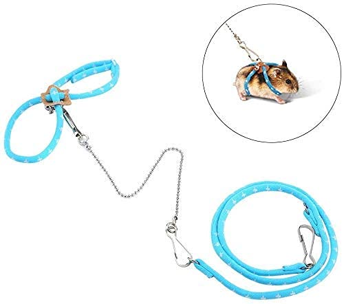 Hamster Harness and Leashes, Adjustable Anti-bite Chest Straps Small Animals Traction Rope for Rat Mouse Outdoor Travel(Blue) Blue - PawsPlanet Australia