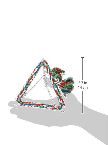 [Australia] - Featherland Paradise Hanging Bird Swing, Cotton Rope Wrapped, Soft Hanging Bird Perch, Pyramid, Small 