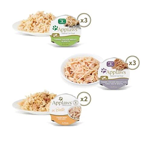 Applaws Peel and Serve Cat Food in Broth Multipack Chicken Selection (3 Flavors, 8 Pots Total, 2.12 Ounces Each) Plus Applaws Lickable Tuna Puree Cat Treats (.25 Ounce Sachets, 8 Count) - PawsPlanet Australia