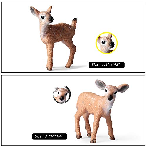 EOIVSH 6 Pack Forest Animal Deer Figures Toy, Woodland Animal Figurine Cake Topper Party Supplies Home Christmas Buck Doe Fawn Decor for Baby Shower Birthday Wedding White Deer - PawsPlanet Australia