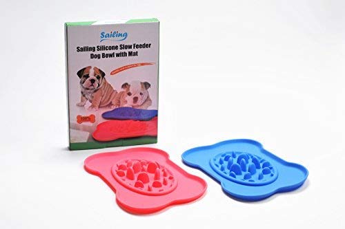 [Australia] - Sailing Silicone Dog Pet Fun Slow Feed Bowl. Pets Anti Choke Food Water Bowl. BPA Free (Slow Feed Bowl) Pink 