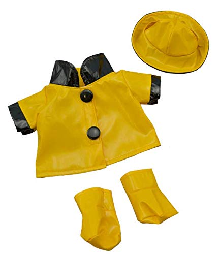 Yellow Rain Slicker with hat and boots - Raincoat - 8 inch/ 20cm - Teddy Bear Clothes - PawsPlanet Australia