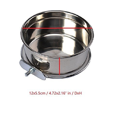 [Australia] - Pet Dog Coop Cups Stainless Steel Feeding Bowl Clamp - Detachable Dog Cat Cage Kennel Hanging Bowl Metal Food Water Feeder Medium 