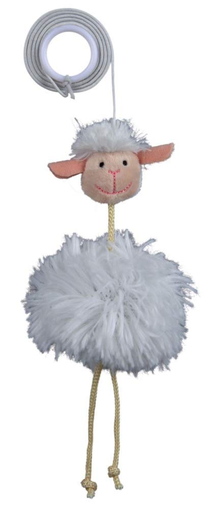 Trixie Sheep On An Elastic Band Plush Cat Toy with Bell, 20 cm - PawsPlanet Australia