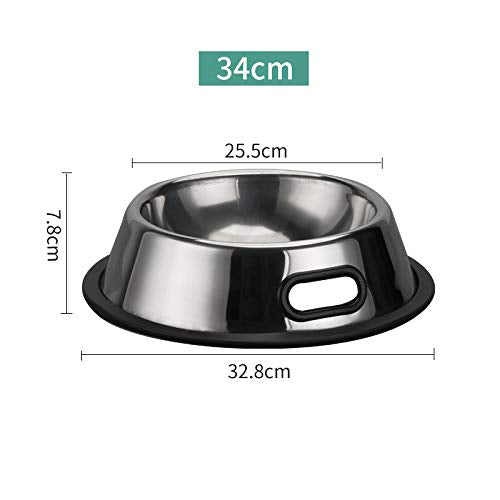 CHICAN portable stainless steel dog bowl cat bowl with hole, 1 stainless steel dog bowl cat bowl, large pet food bowl, pet bowl cat food non-slip dog bowl (XL-34cm) XL-34cm - PawsPlanet Australia