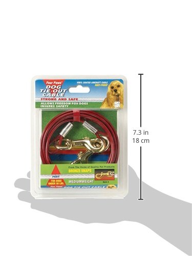 [Australia] - Four Paws Vinyl Coated Rust Proof Medium Weight Tie-Out Cable for Dogs 30-Foot Red 