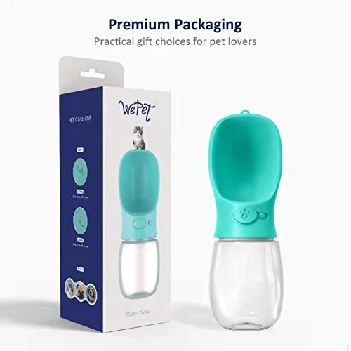 WePet Portable Dog Water Bottle, 12, 19 OZ, Leak Proof Puppy Water Dispenser with Drinking Feeder for Pets Outdoor Walking, Hiking, Travel, Food Grade Plastic 12 oz #01 Aqua - PawsPlanet Australia