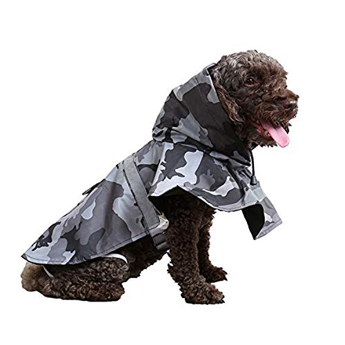 [Australia] - Ollypet Dog Raincoat Pet Waterproof Coat Adjustible Outfit for Walk Rain Jacket Poncho Hoodie Rain Protection with Reflection Strip M Camo 