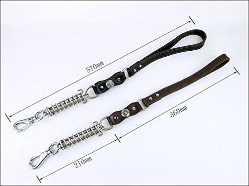 [Australia] - ZEEY Durable Leather Training Leads for Large/Medium Dogs, 22.5" Long x 0.75" Wide, Heavy Duty Stainless Force Buffered Spring Handle Strong Pulls Brown 