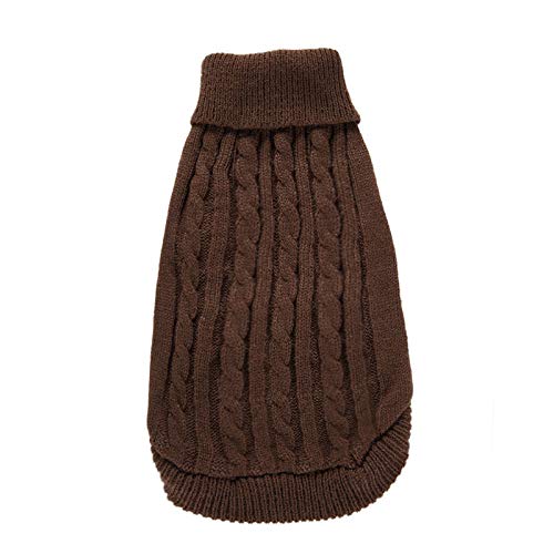 Bumjazz Knitted Dog Sweater Coat Cozy Cold Weather Dog Coat Dog Clothes Apparel Dog Jacket Dog Vest for Small Medium and Large Dogs GMY02(Brown,S) Brown - PawsPlanet Australia