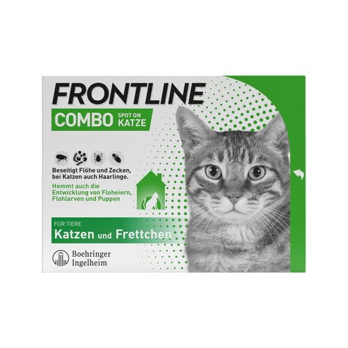 FRONTLINE Combo cat against ticks, fleas and lice (for every size and weight) - 3x pipettes for up to 3 months of protection - also against flea eggs, larvae and pupae in the household - waterproof - PawsPlanet Australia