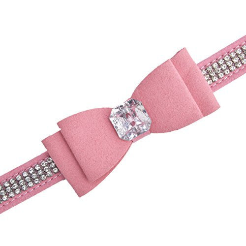 [Australia] - BINGPET Diamond Bow Tie Crystal Rhinestone Pet Collar Designer Girl Boy Dog Collars Large Pink 