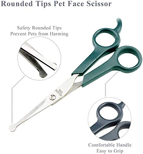 Tencro Pet Grooming Scissor [3-in-1 Set] Dog Scissor Cat Scissor Stainless Steel Trimmer, Body Trimming Sharp Scissor, Safety Rounded Tips Face/Ear/Paw Scissor, Thinning Shears Scissor - PawsPlanet Australia
