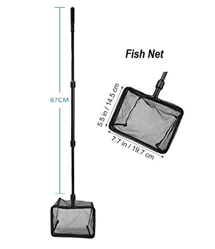 AquaticHI 5 in 1 Multi-Function Aquarium/Fish Tank Cleaning Tool, Algae Scraper, Fish Net, Sponge, Plant Fork, Gravel Rake for Long Deep Fish Tanks 6 in 1 Extendable - PawsPlanet Australia