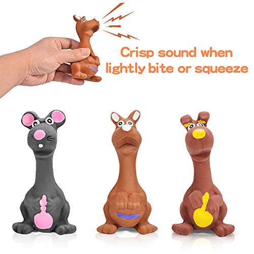 Feeko Squeaky Latex Dog Toys for Puppies, 3 Pack Kangaroo&Mouse Puppy Chew Toys with Squeakers, Funny Small Dog Toys for Puppies Safe Puppy Toys Interactive Fetch Play Small Dog Toy Assorted - PawsPlanet Australia