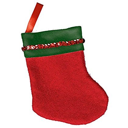 Red Mini Santa Felt Stocking | Christmas Decoration 1 - PawsPlanet Australia