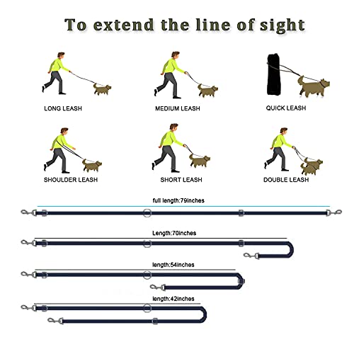 Training Lead For Dogs Double Ended Dog For Head Collar Durable Safety Training Lead Hands Free Dog Leash adjustable to 4 different lengths(8.5ft/2.5m ) - PawsPlanet Australia