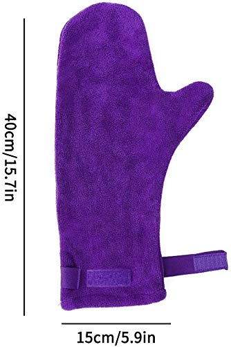 HANGYAN 2 Pack Dog Drying Mitts, Dog Towel Glove, Ultra Absorbent Microfiber Pet Purple - PawsPlanet Australia