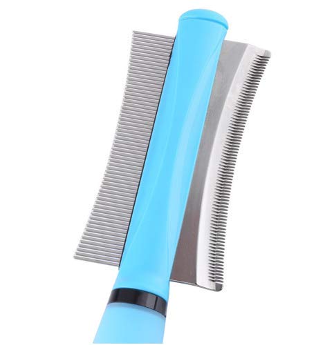 Zeerkeer Dog Comb, Dog Brush Flea Comb, Dog Grooming Comb, Metal Double-Sided Cat Shedding Brush, Stainless Steel, Grooming Tool for Small, Medium and Large Pets (blue) blue - PawsPlanet Australia