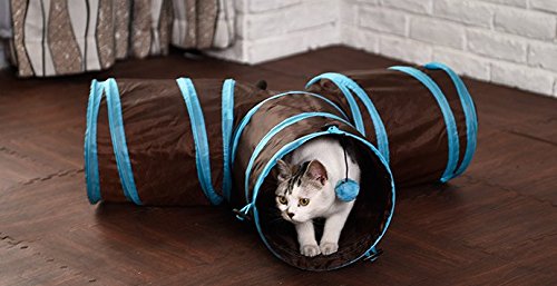 [Australia] - Cat Interactive Toys, Crinkle Tunnel Tubes 3 Way Fun Run Play Tunnels for Pets Kittens, With a Ball 