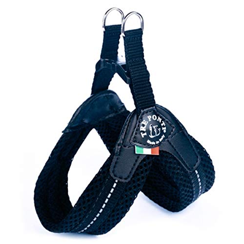 Tre Ponti Fibbia Small Dog Mesh Harness, 1.5 cm, Black - PawsPlanet Australia