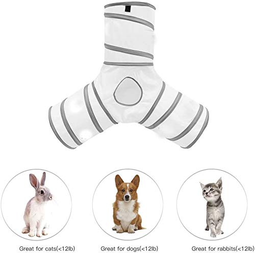 MFEI Rabbit Toys, Cat Tunnels 3 Way Cat Tunnel Rabbit Toys Crinkle Collapsible Tube Toy Tunnel for Cats Rabbits, Dogs, pets white - PawsPlanet Australia